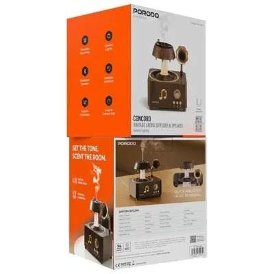 Porodo lifestyle concord Vintage Aroma Diffuser & Speaker _ Brown